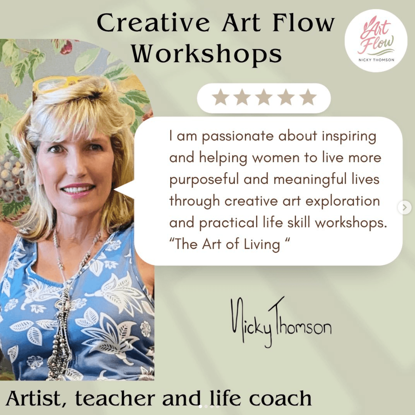 Nicky Thomson — artist, teacher and life coach